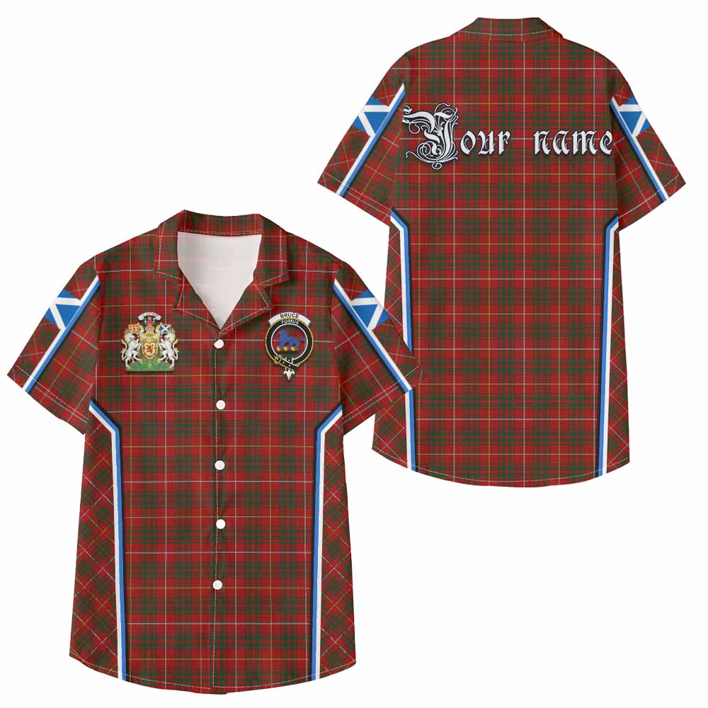 Bruce Tartan Crest Kid Hawaiian Shirt Scotland Coat of Arm Flag Style - Tartan Vibes Clothing