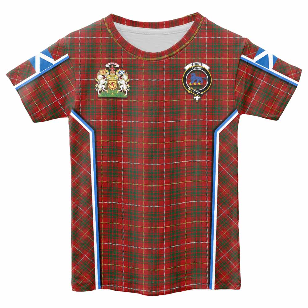 Bruce Tartan Crest Kid T-shirt Scotland Coat of Arm Flag Style - Tartan Vibes Clothing