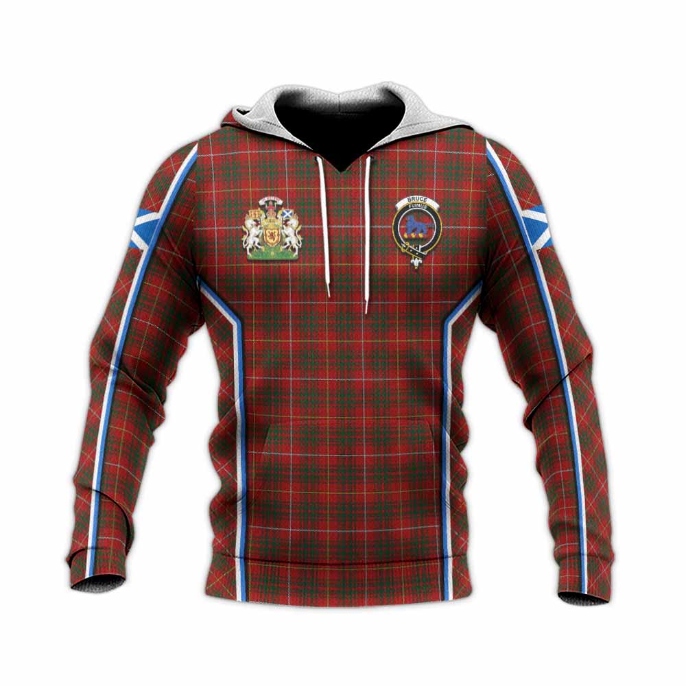 Bruce Tartan Crest Knitted Hoodie Scotland Coat of Arm Flag Style - Tartan Vibes Clothing