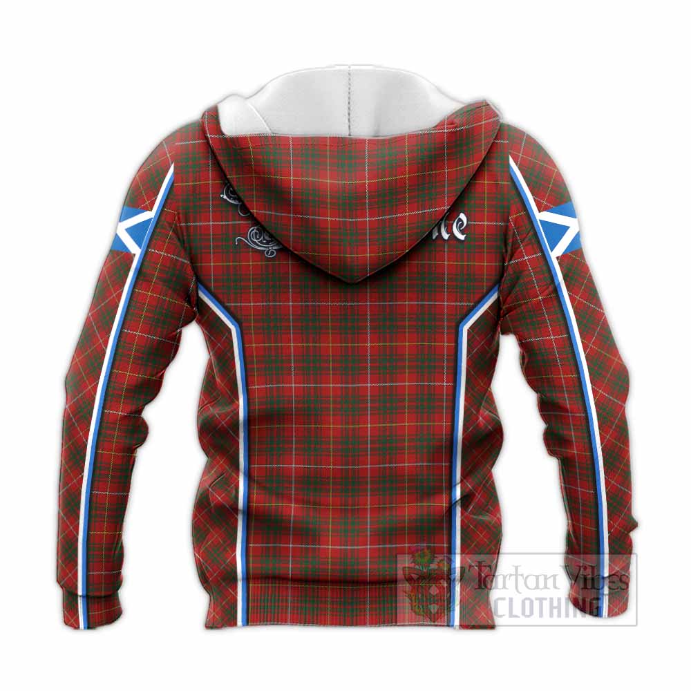 Bruce Tartan Crest Knitted Hoodie Scotland Coat of Arm Flag Style - Tartan Vibes Clothing