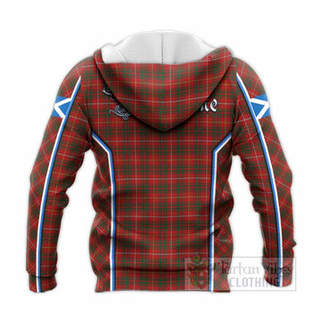 Bruce Tartan Crest Knitted Hoodie Scotland Coat of Arm Flag Style