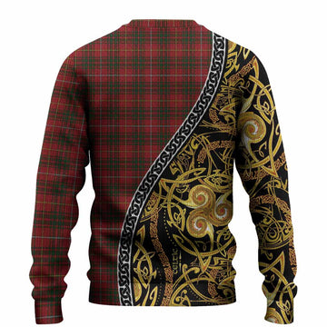 Bruce Tartan Crest Knitted Sweater Celtic Knot and Triple Trickle Spiral Symbols