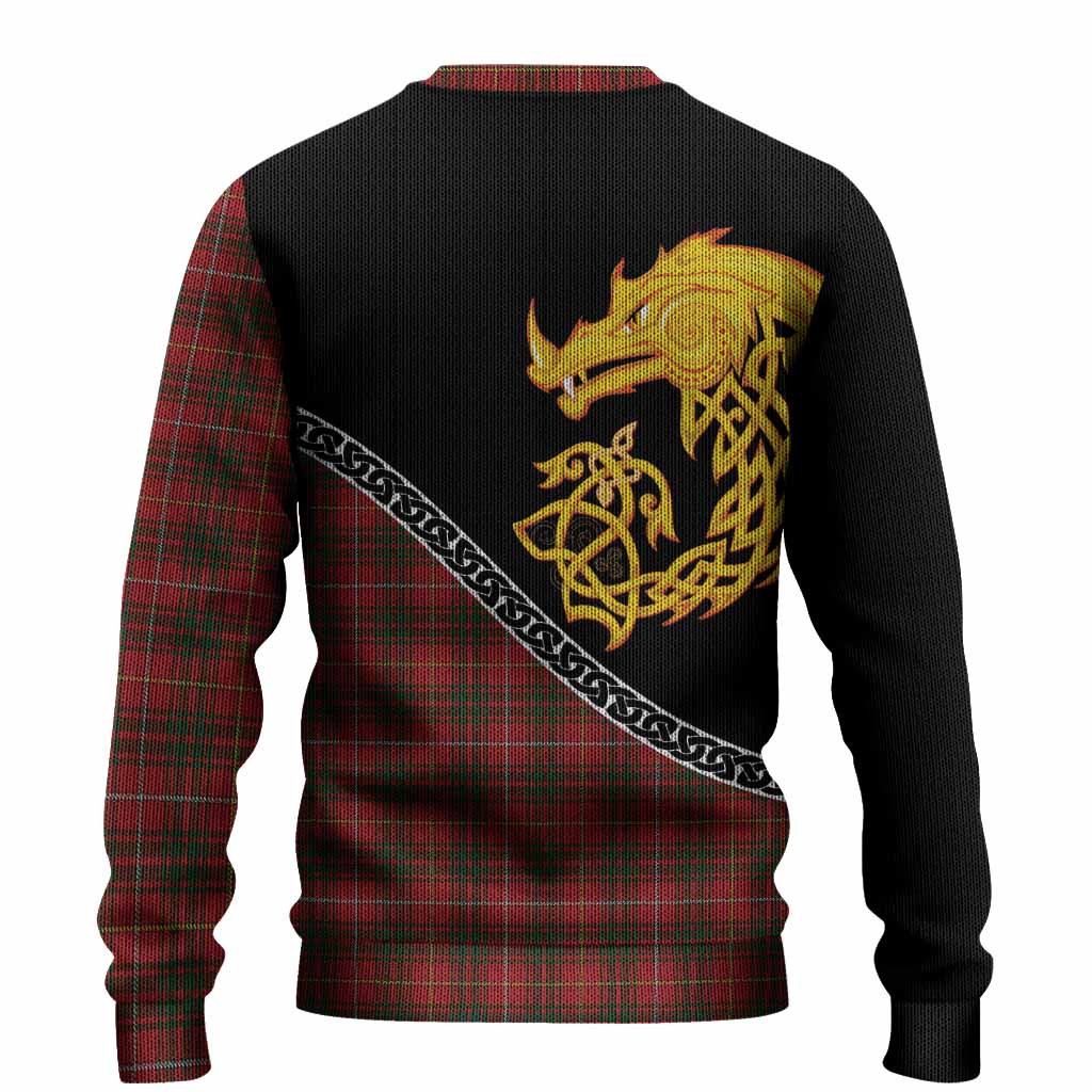 Bruce Tartan Crest Knitted Sweater Legendary Dragon Knot Half Style