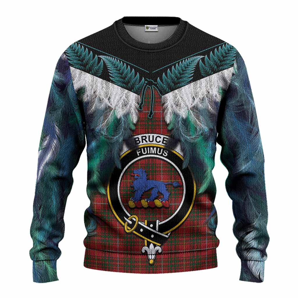 Bruce Tartan Crest Knitted Sweater New Zealand Maori Korowai Cloak