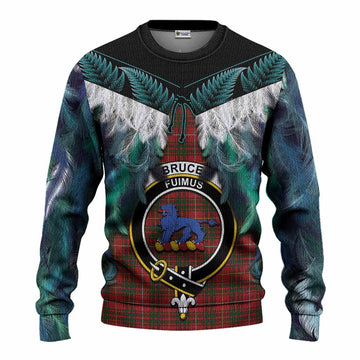 Bruce Tartan Crest Knitted Sweater New Zealand Maori Korowai Cloak