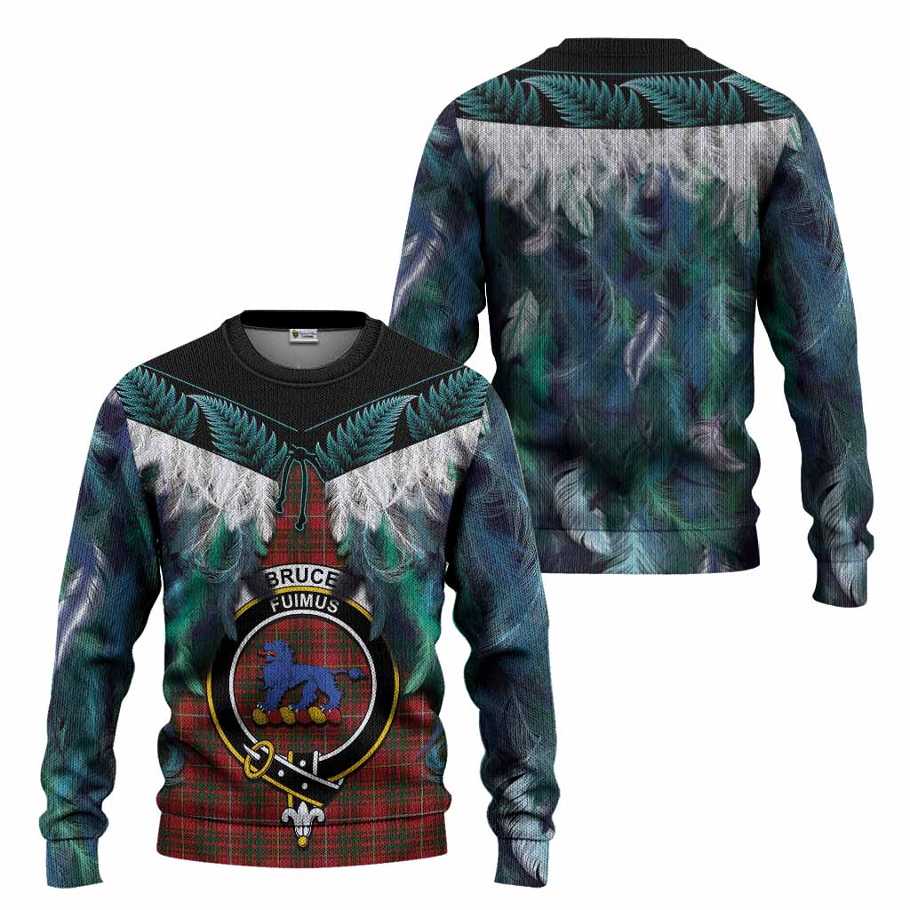 Bruce Tartan Crest Knitted Sweater New Zealand Maori Korowai Cloak