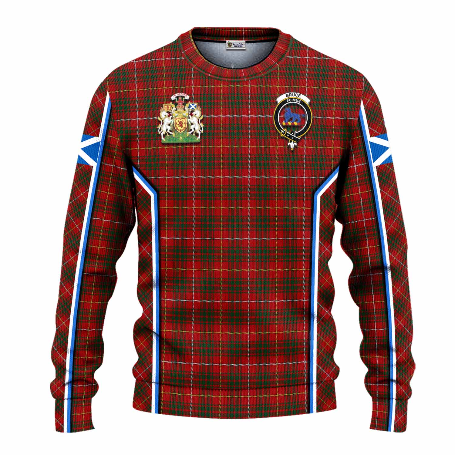 Bruce Tartan Crest Knitted Sweater Scotland Coat of Arm Flag Style - Tartan Vibes Clothing
