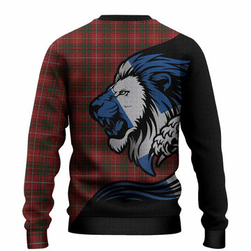 Bruce Tartan Crest Knitted Sweater Scottish Golden Lions Wave Flow
