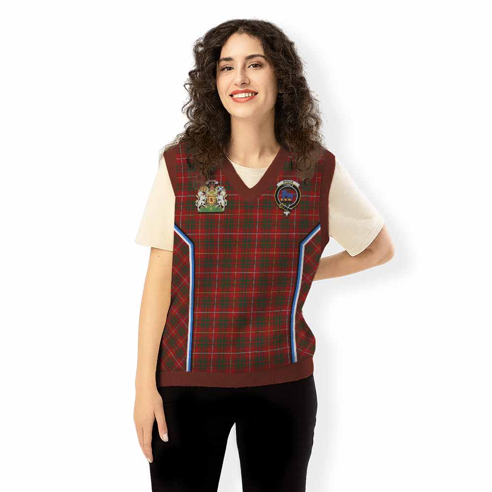 Bruce Tartan Crest Knitted V-Neck Vest Scotland Coat of Arm Flag Style - Tartan Vibes Clothing