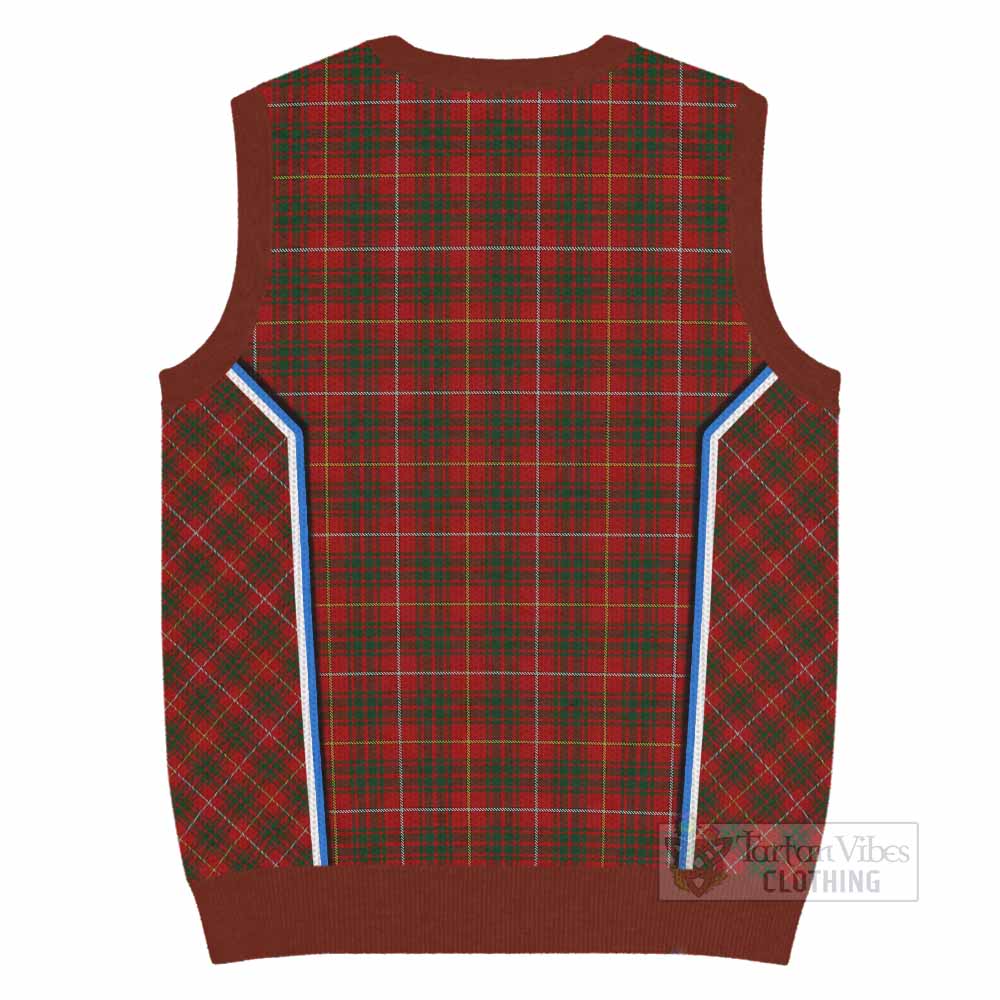 Bruce Tartan Crest Knitted V-Neck Vest Scotland Coat of Arm Flag Style - Tartan Vibes Clothing