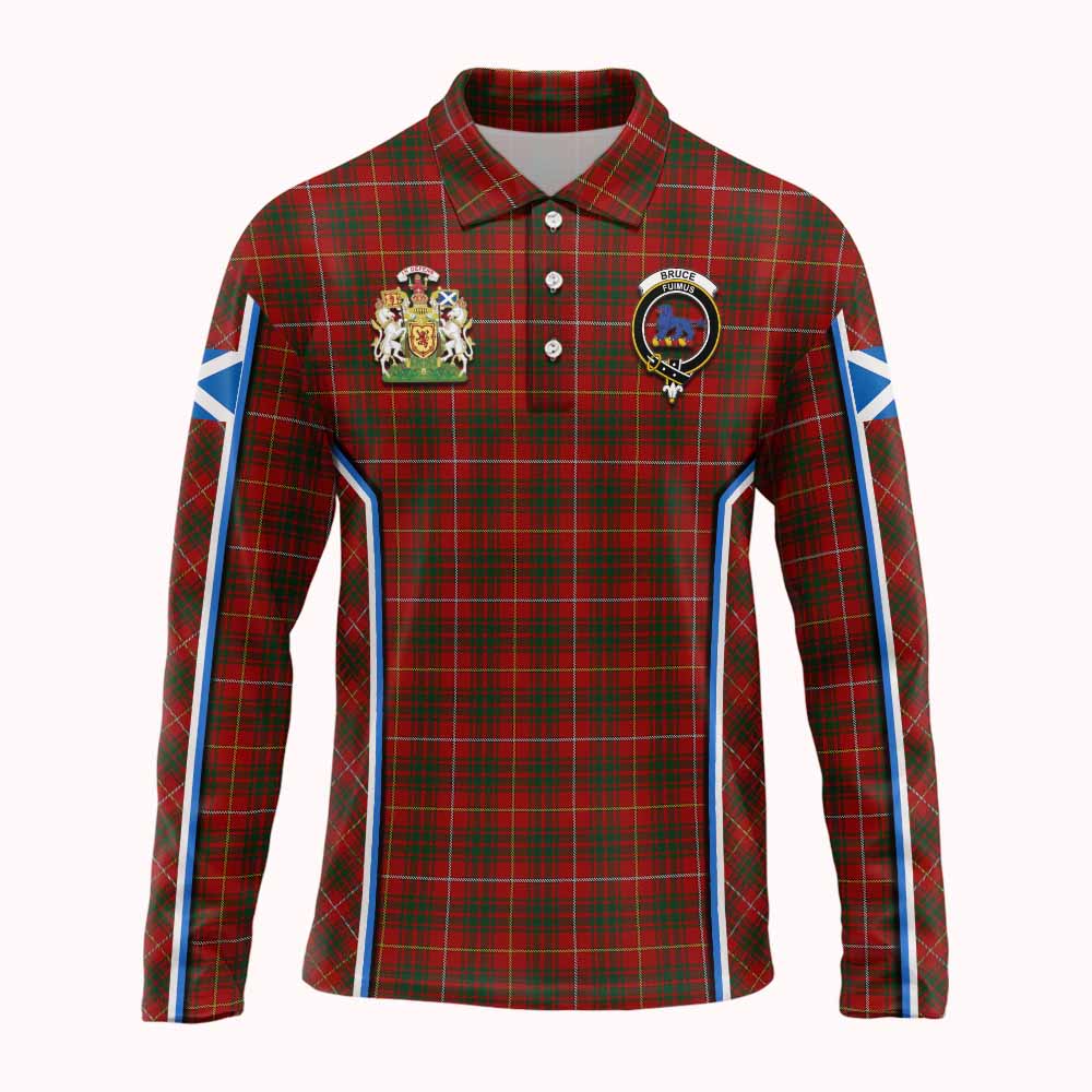 Bruce Tartan Crest Long Sleeve Polo Shirt Scotland Coat of Arm Flag Style - Tartan Vibes Clothing