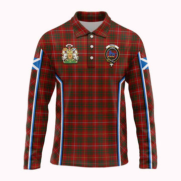 Bruce Tartan Crest Long Sleeve Polo Shirt Scotland Coat of Arm Flag Style - Tartan Vibes Clothing