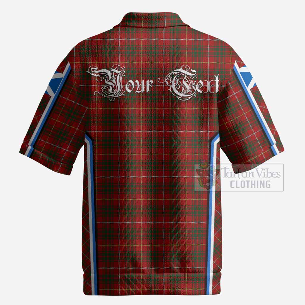 Bruce Tartan Crest Men’s Polo Sweater Top Scotland Coat of Arm Flag Style