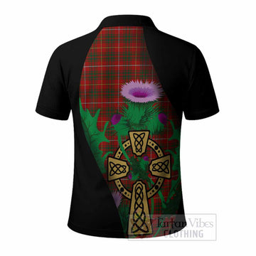 Bruce Tartan Crest Polo Shirt Celtic Cross Thistle Flowers