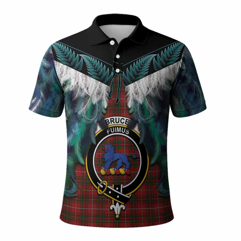 Bruce Tartan Crest Polo Shirt New Zealand Maori Korowai Cloak
