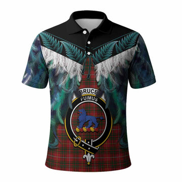 Bruce Tartan Crest Polo Shirt New Zealand Maori Korowai Cloak