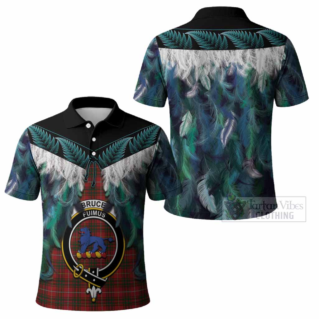 Bruce Tartan Crest Polo Shirt New Zealand Maori Korowai Cloak
