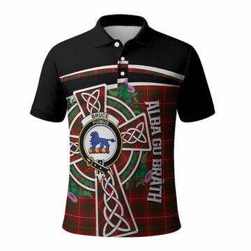 Bruce Tartan Crest Polo Shirt Scottish Thistle Celtic Cross Alba Gu Brath