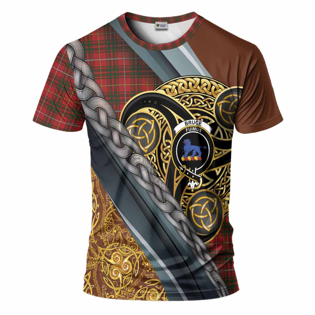 Bruce Tartan Crest T-Shirt Scottish Triskele Celtic