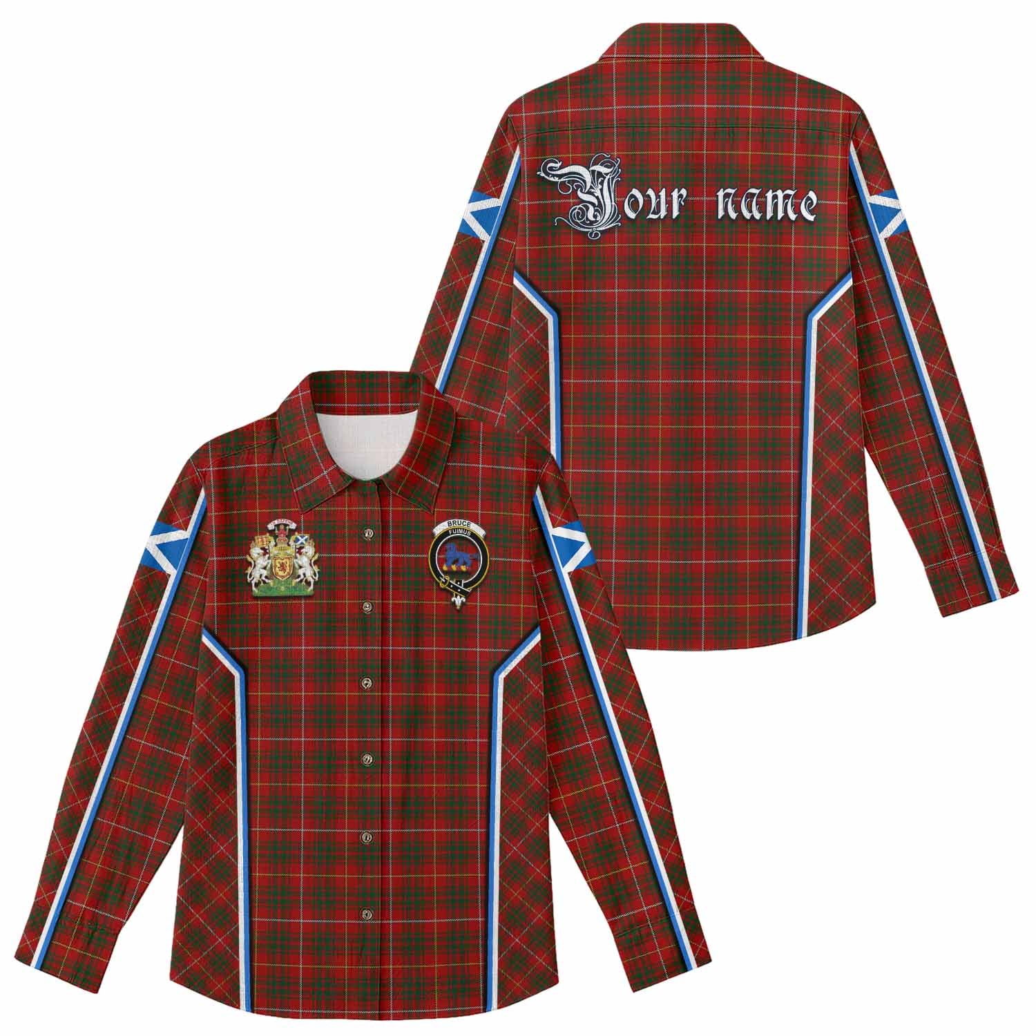 Bruce Tartan Crest Women Casual Shirt Scotland Coat of Arm Flag Style - Tartan Vibes Clothing