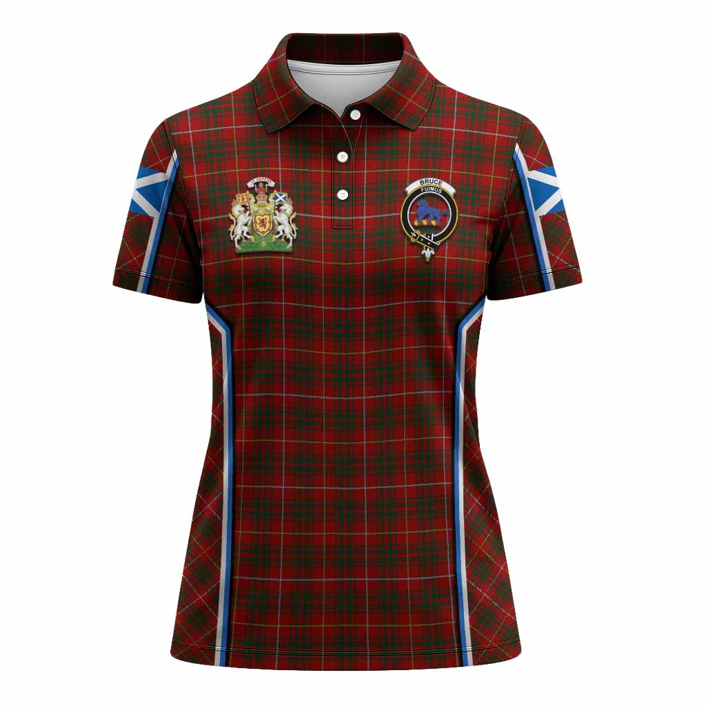 Bruce Tartan Crest Women's Polo Shirt Scotland Coat of Arm Flag Style - Tartan Vibes Clothing
