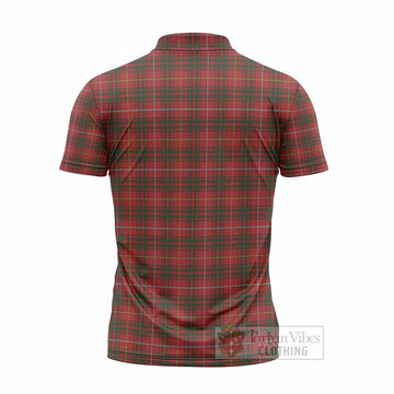 Bruce Tartan Crest Zipper Polo Shirt Ferocious Lion Style