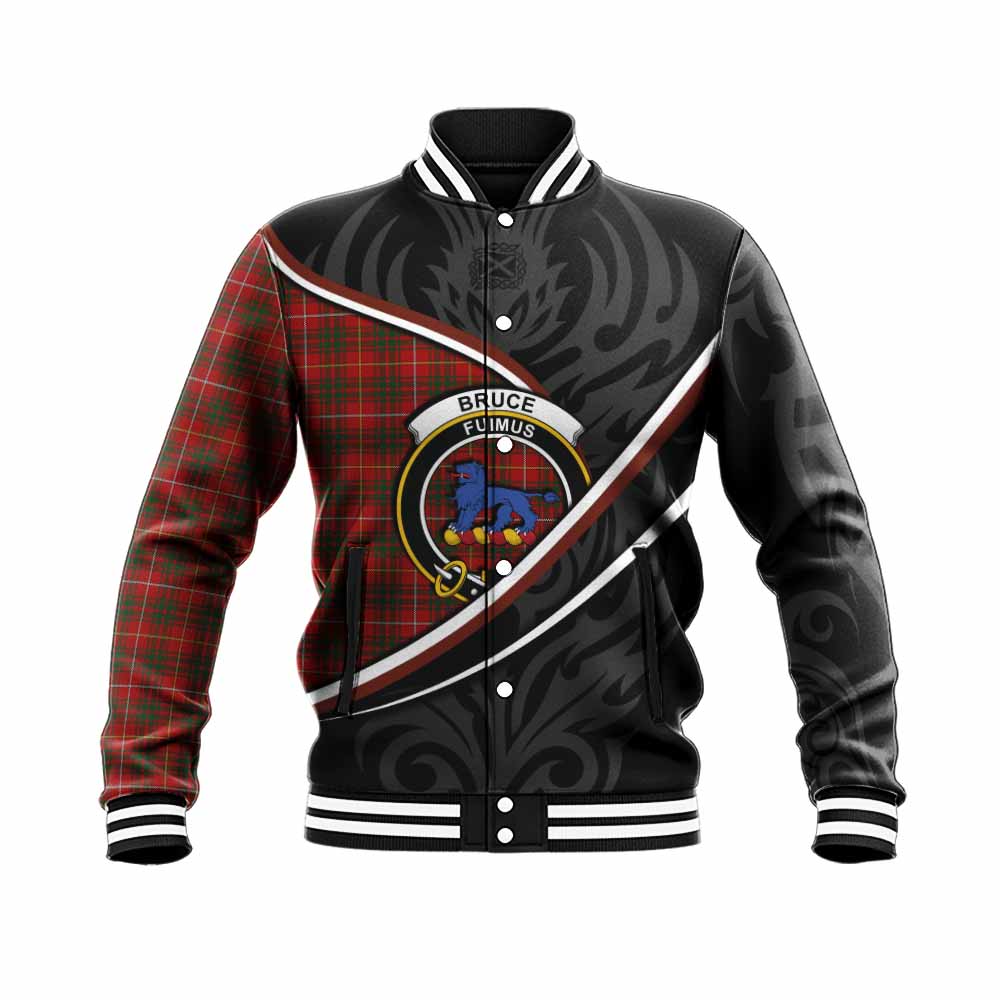 Bruce Tartan Family Crest Baseball Jacket Celtic Scottish Thistle Floral - Tartan Vibes Clothing