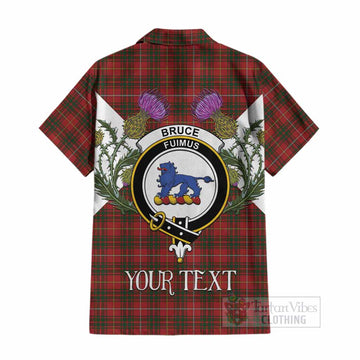 Bruce Tartan Family Crest Cotton Hawaiian Shirt Scottish Burns Night Thistle Floral