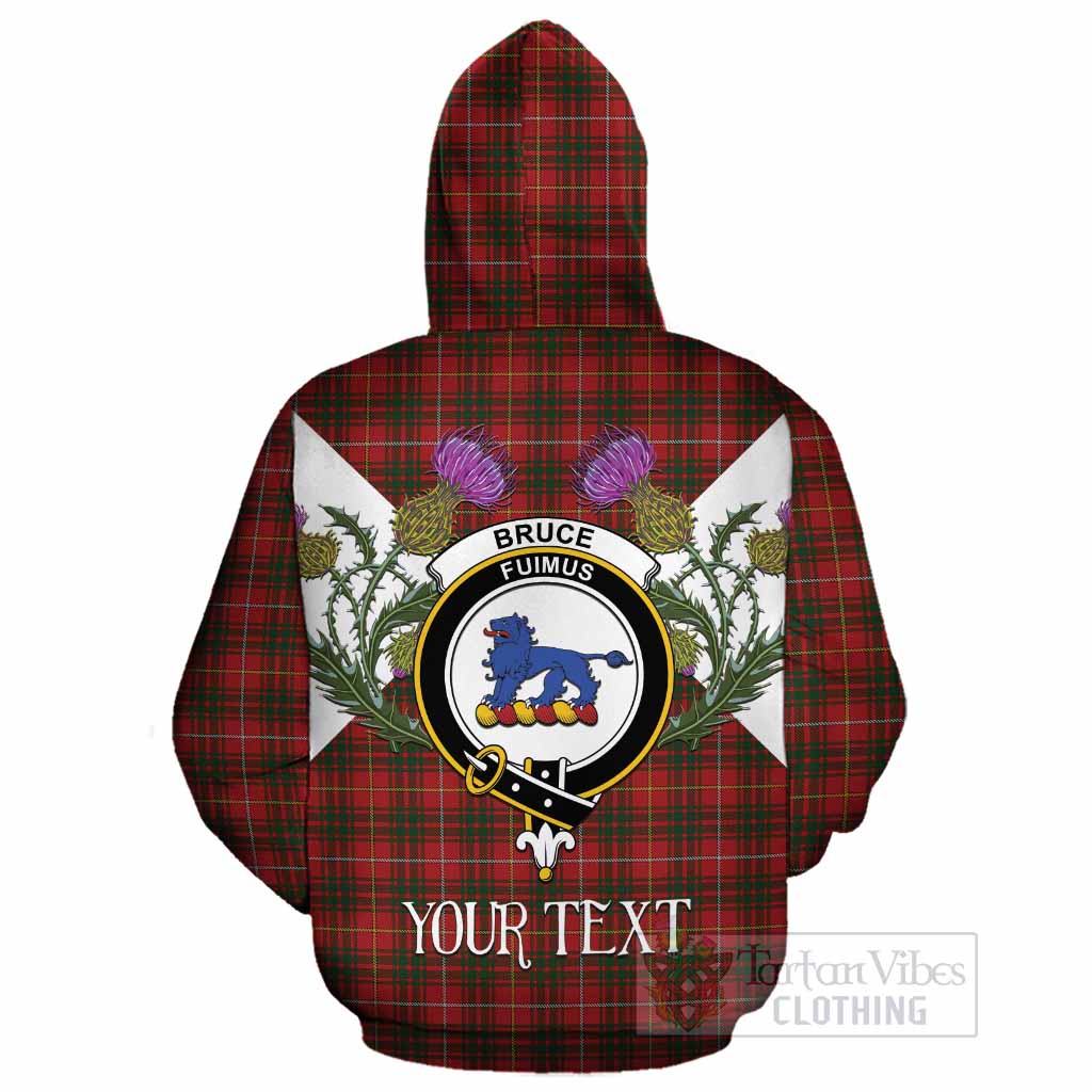 Bruce Tartan Family Crest Cotton Hoodie Scottish Burns Night Thistle Floral