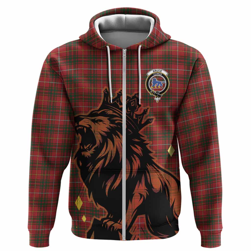Bruce Tartan Family Crest Hoodie Crowned Lion Roaring