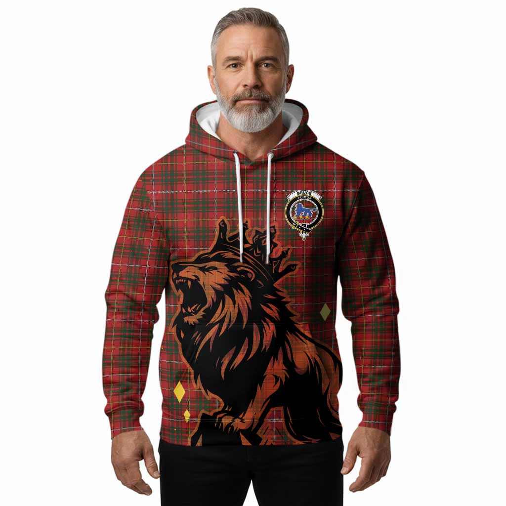 Bruce Tartan Family Crest Hoodie Crowned Lion Roaring