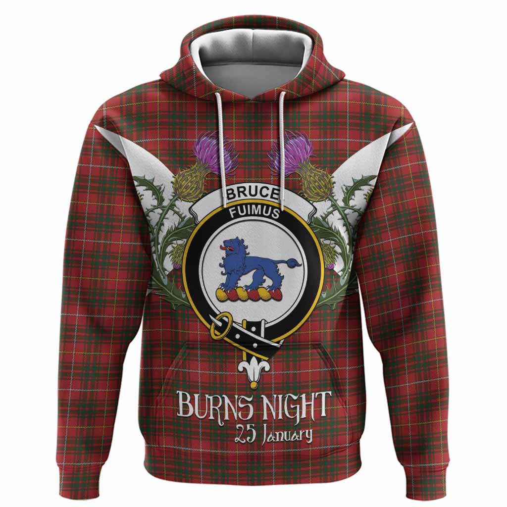 Bruce Tartan Family Crest Hoodie Scottish Burns Night Thistle Floral