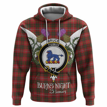 Bruce Tartan Family Crest Hoodie Scottish Burns Night Thistle Floral