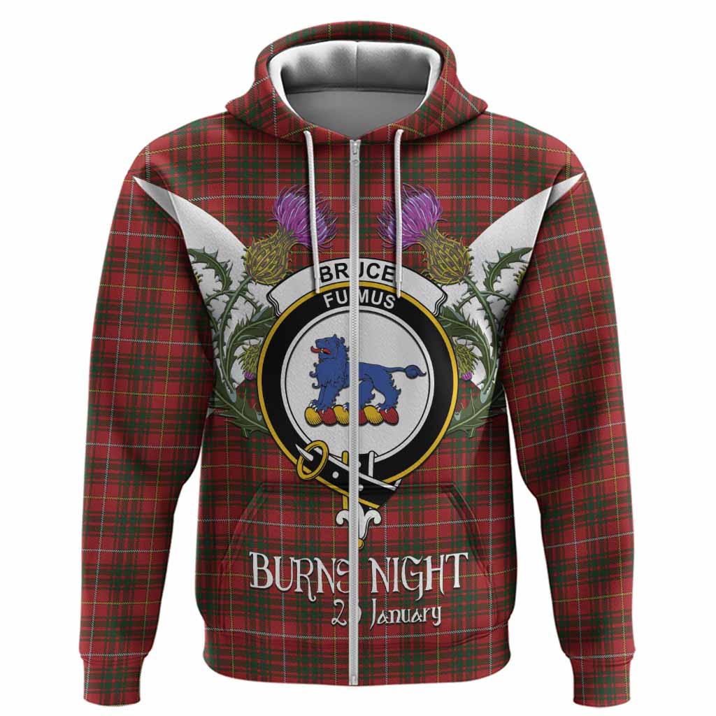 Bruce Tartan Family Crest Hoodie Scottish Burns Night Thistle Floral