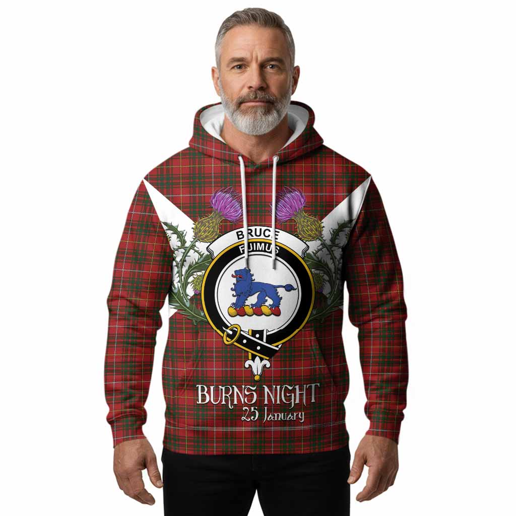 Bruce Tartan Family Crest Hoodie Scottish Burns Night Thistle Floral
