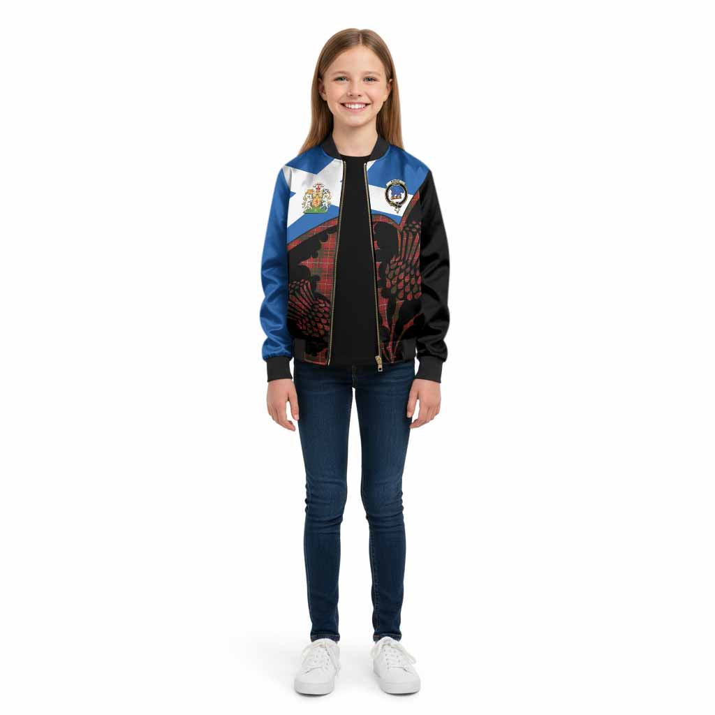 Bruce Tartan Family Crest Kid Bomber Jacket Scotland Thistle Floral Flag Style
