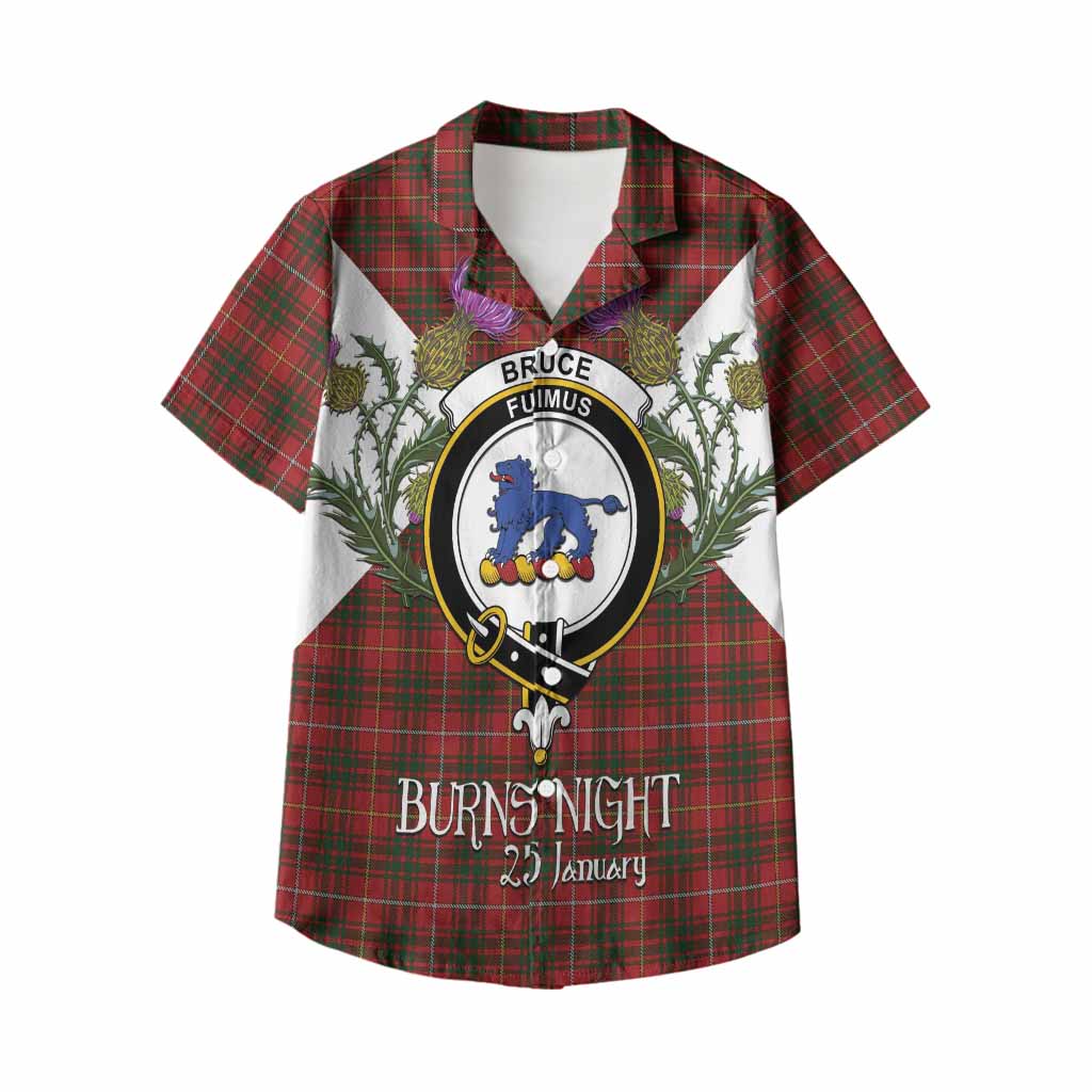 Bruce Tartan Family Crest Kid Hawaiian Shirt Scottish Burns Night Thistle Floral