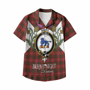 Bruce Tartan Family Crest Kid Hawaiian Shirt Scottish Burns Night Thistle Floral