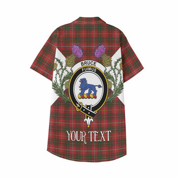 Bruce Tartan Family Crest Kid Hawaiian Shirt Scottish Burns Night Thistle Floral