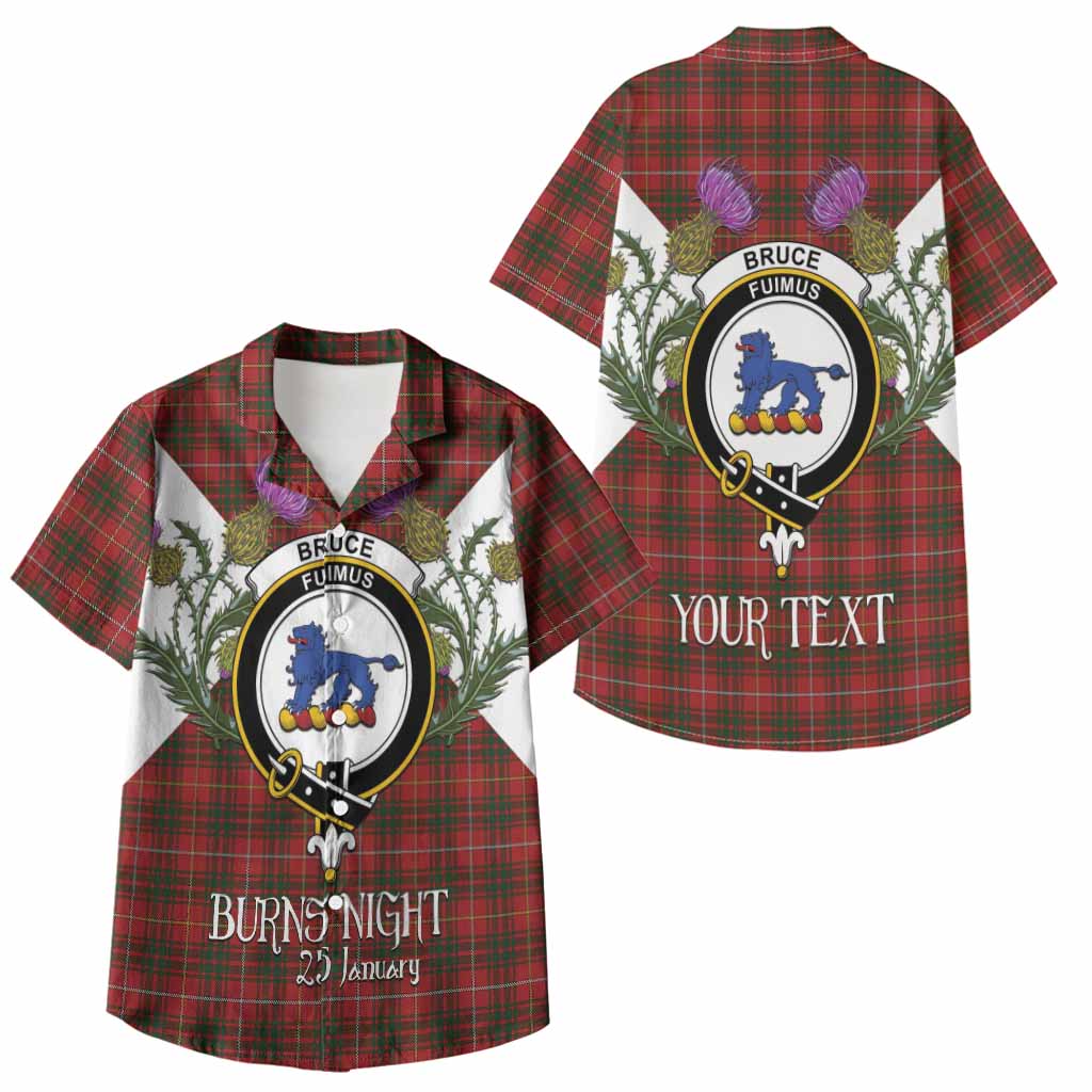 Bruce Tartan Family Crest Kid Hawaiian Shirt Scottish Burns Night Thistle Floral