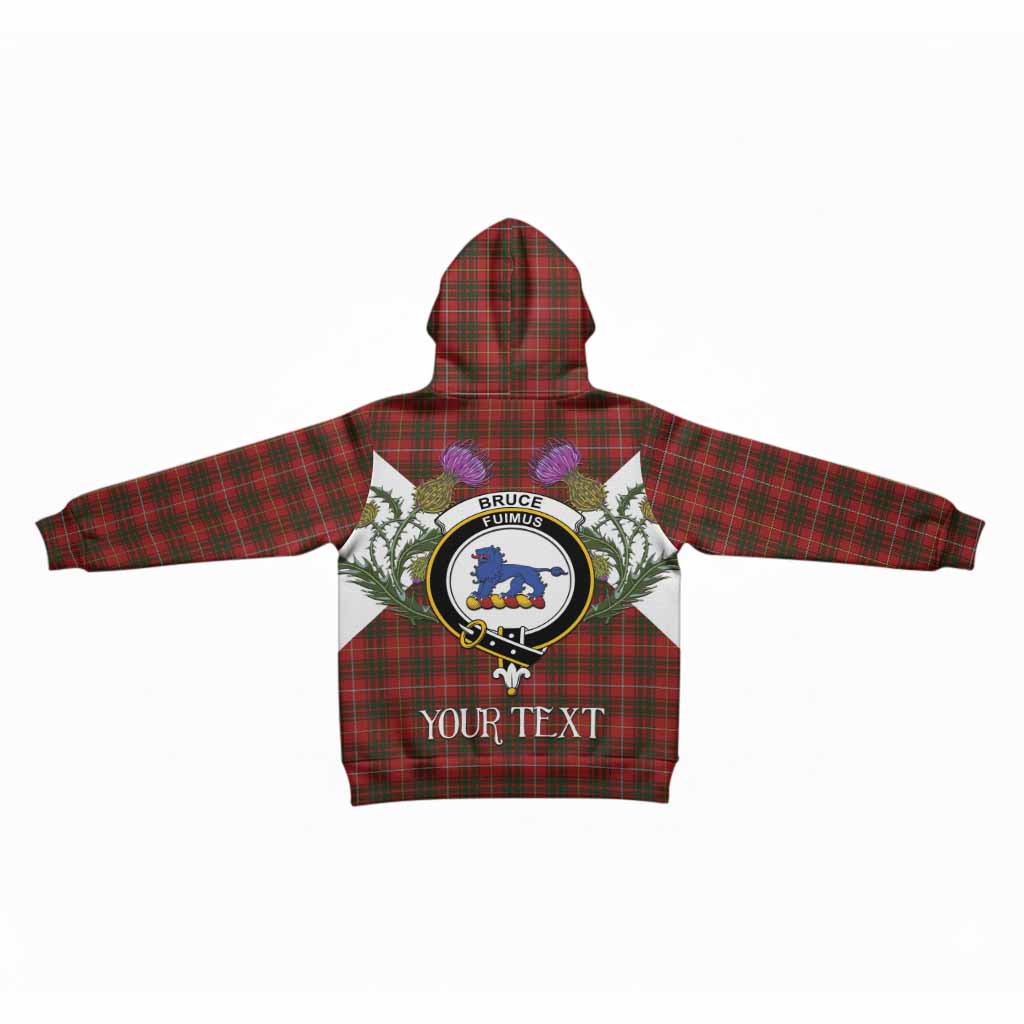 Bruce Tartan Family Crest Kid Hoodie Scottish Burns Night Thistle Floral
