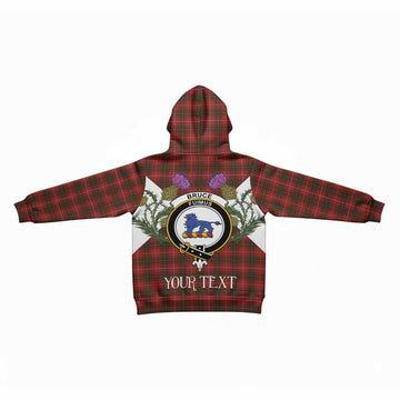 Bruce Tartan Family Crest Kid Hoodie Scottish Burns Night Thistle Floral