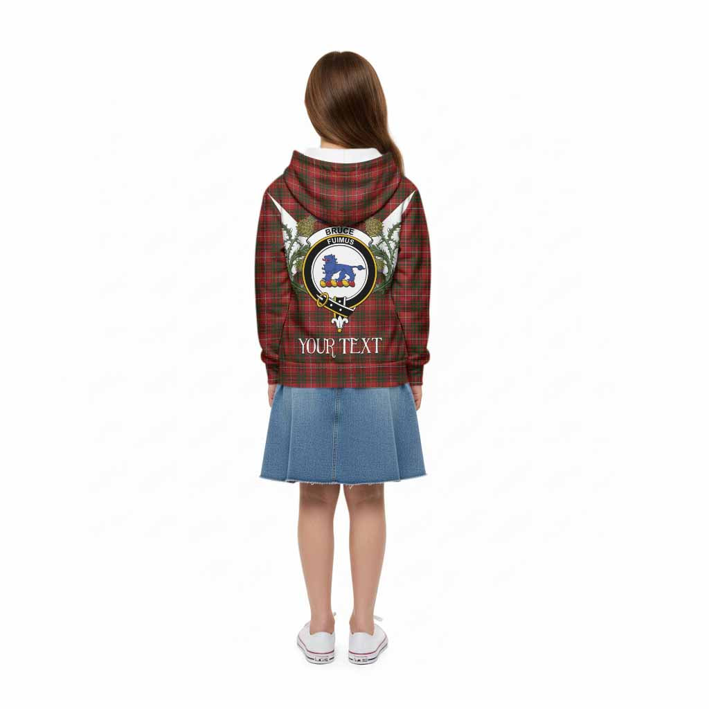 Bruce Tartan Family Crest Kid Hoodie Scottish Burns Night Thistle Floral