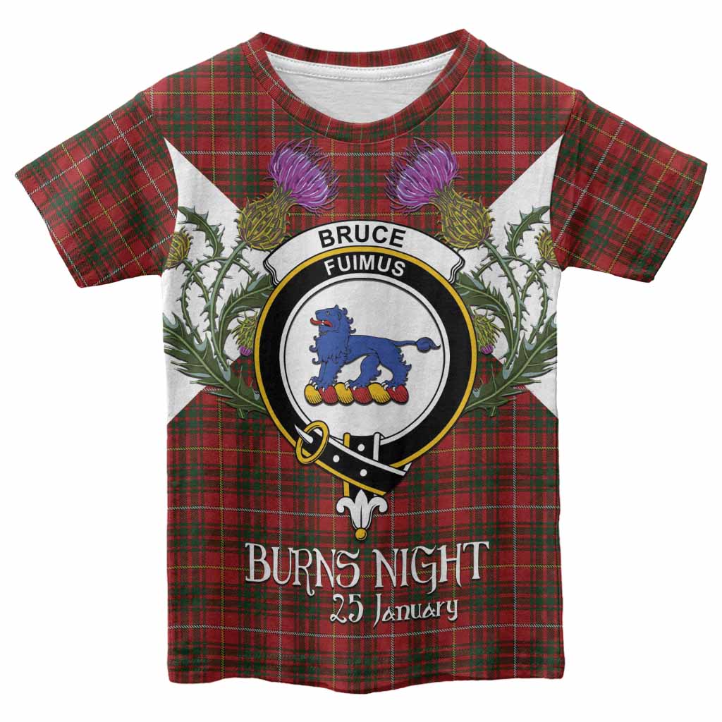 Bruce Tartan Family Crest Kid T-shirt Scottish Burns Night Thistle Floral