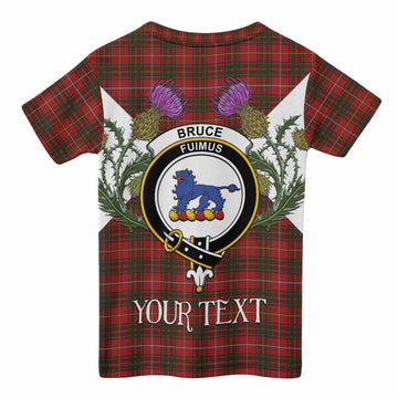 Bruce Tartan Family Crest Kid T-shirt Scottish Burns Night Thistle Floral