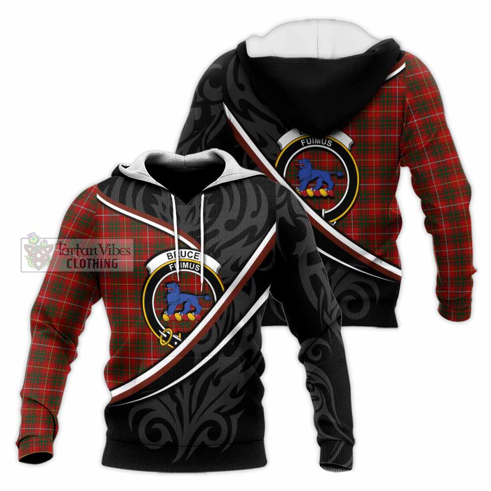 Bruce Tartan Family Crest Knitted Hoodie Celtic Scottish Thistle Floral - Tartan Vibes Clothing