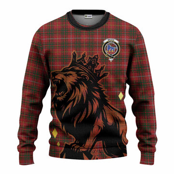 Bruce Tartan Family Crest Knitted Sweater Crowned Lion Roaring