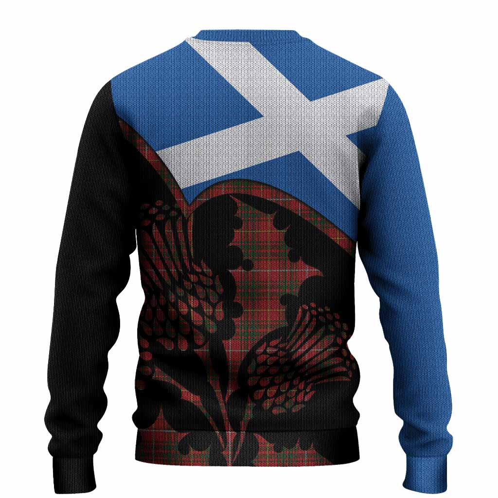 Bruce Tartan Family Crest Knitted Sweater Scotland Thistle Floral Flag Style