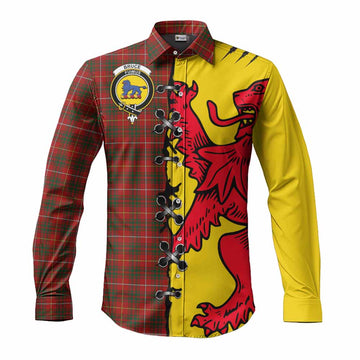 Bruce Tartan Family Crest Long Sleeve Button Shirts Lion Rampant Honor