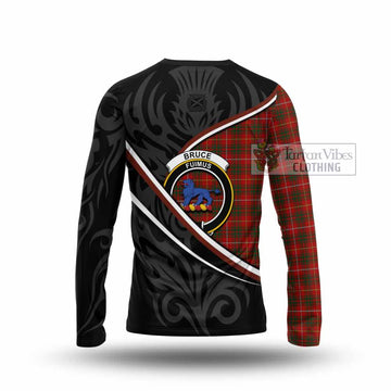 Bruce Tartan Family Crest Long Sleeve T-Shirt Celtic Scottish Thistle Floral
